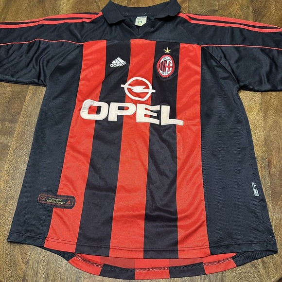 Vintage Mens‎ adidas AC Milan Home football shirt Soccer Jersey 2000 Size XL